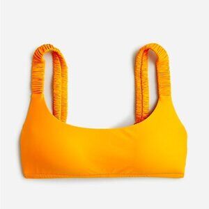 J Crew Scrunchie Strap Square Neck Bikini Top Orange XXS (00) NWT Padded
